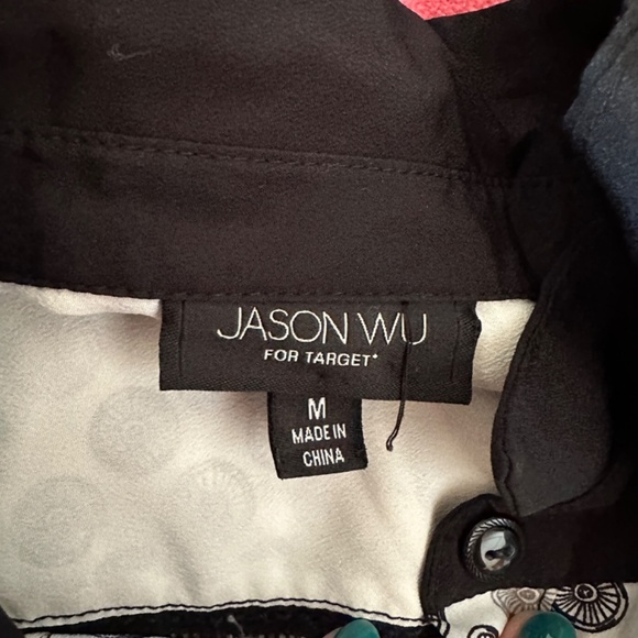 *JASON WU* White x Black Wheel Pattern Short Sleeve Dress Size Medium - Picture 6 of 7